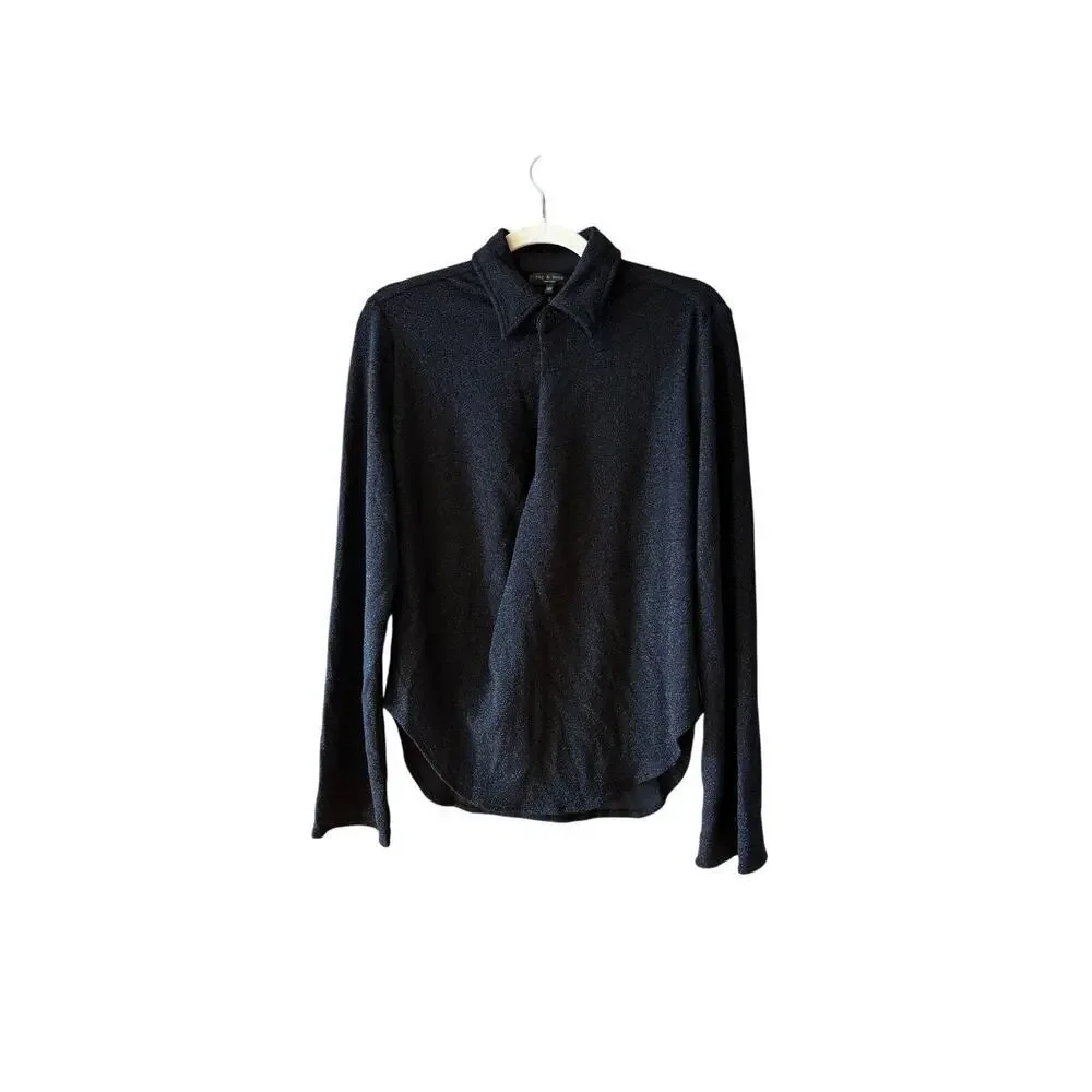 Rag and Bine Lilith Metallic Stretch-Jersey Blouse XXS - Picture 5 of 10